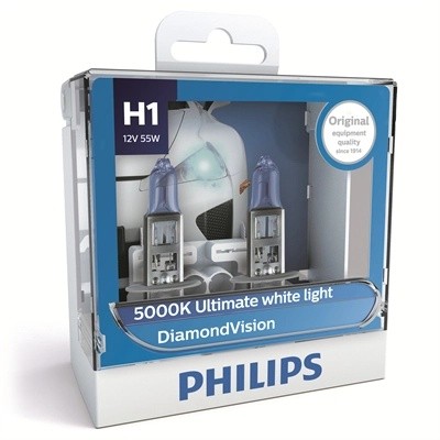 Лампа 12V H1 55W P14.5s бокс (2шт.) Diamond Vision PHILIPS 12258DVS2 PHILIPS