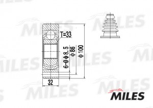 ШРУС внутренний VW T2/T3 1.6-2.1 68-92 (GKN 302255) GA10034 GA10034 MILES