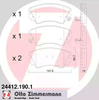 колодки дисковые !перед. 142x67x19 \ Opel Insignia 2.0CDTi/2.0Turbo 08> 24412.190.1 ZIMMERMANN