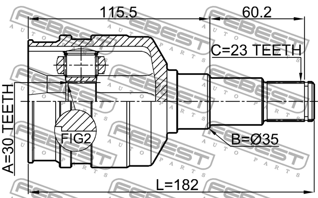 ШРУС внутренний левый LEXUS GS 05-11, TOYOTA MARK X 04-19 0111-GRX125LH 0111-GRX125LH FEBEST