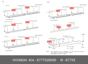 Клипса HYUNDAI Elantra (-00),Sonata (-98) молдинга двери OE 8777028000 HYUNDAI KIA
