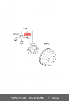 Шпилька колеса HYUNDAI Porter (10-),Starex H-1 (02-) (2WD) заднего OE 527554A500 HYUNDAI KIA