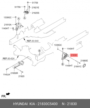 Опора двигателя KIA Sorento (15-) (TCI) левая АКПП OE 21830C5400 HYUNDAI KIA