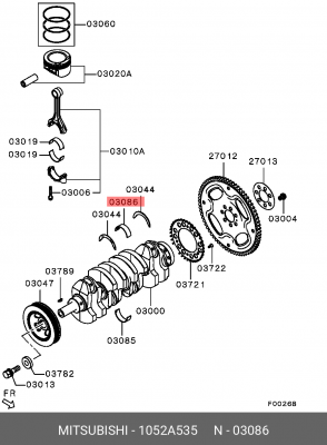 вкладыши коренные!\ Mitsubishi ASX 10>/Lancer 07>/Outlander 06-12 1052A535 MITSUBISHI