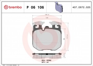 Колодки тормознае дисковые P06106 P06106 BREMBO