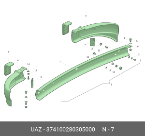 Накладка бампера УАЗ переднего Н/О (ОАО УАЗ) 374100280305000 UAZ UAZ