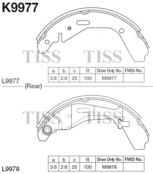 K9977 колодки барабанные!\ Opel Agila, Subaru Justy III 1.0-1.5i/1.3CDTi/1.3DDiS K9977 MK KASHIYAMA