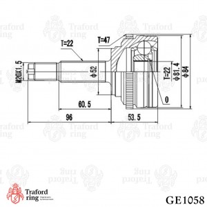 ШРУС наружный к-кт! ABS, 21865\ Chevrolet Aveo/Kalos 1.4i 02> GE1058 TRAFORD RING
