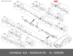 ШРУС внутренний KIA Optima (16-) (АКПП) правый OE 49582D4150 HYUNDAI KIA