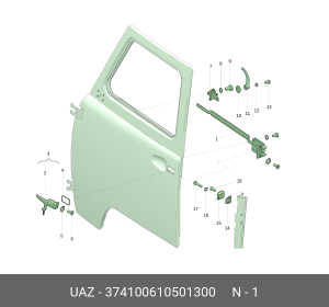 Замок УАЗ-3741 двери лев н/о с длинной тягой /УАЗ/ 374100610501300 UAZ UAZ