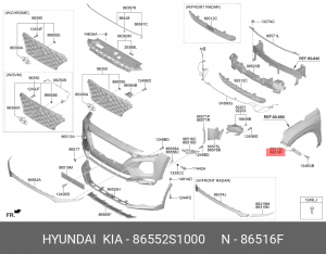 кронштейн бампера переднего прав!\ Hyundai Santa Fe 86552S1000 HYUNDAI
