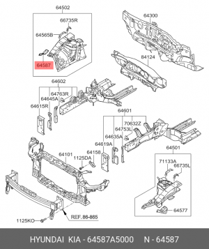 Кронштейн HYUNDAI i30 (12-) крыла переднего правого OE 64587A5000 HYUNDAI KIA