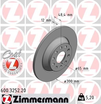 диск тормозной !задн. 300x12/48-5x112 \ Audi A3/Q3/TT 13> 600325220 ZIMMERMANN