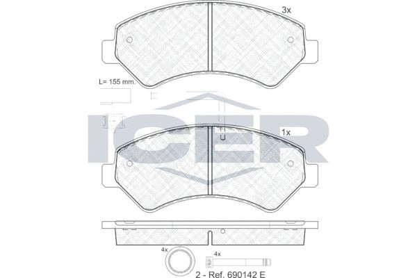 141836 колодки дисковые передние!\ Citroen Jumper,Fiat Ducato,Peugeot Boxer 2.2H 141836 ICER