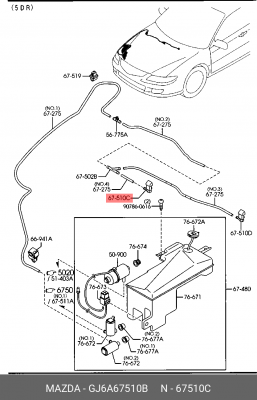 Жиклер MAZDA омывателя GJ6A67510B MAZDA