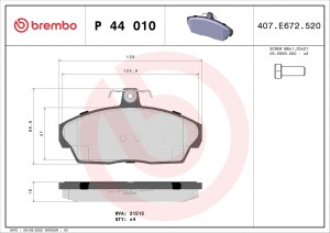 P44010 337 10=FDB1291=571976B !колодки дисковые п.\ Land Rover Freelander 1.8i 1 P44010 BREMBO