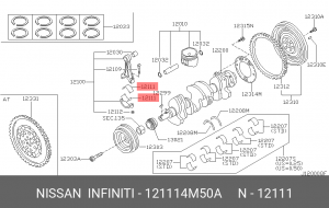 Вкладыш шатунный 12111-4M50A 12111-4M50A NISSAN