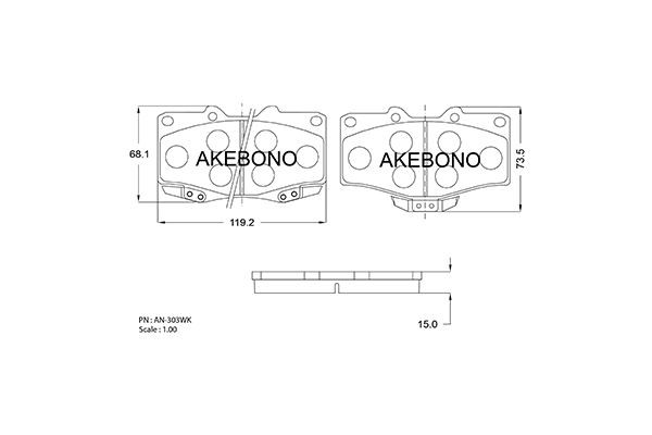 Колодки тормозные дисковые передние ПОДХОДЯТ ДЛЯ TOYOTA LC J7, Hilux LN165/LN167 AN303WK AKEBONO