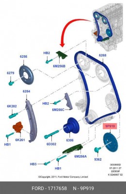шестерня ТНВД!\ Ford Ranger/Transit 2.2 Duratorq 06> 1 717 658 FORD