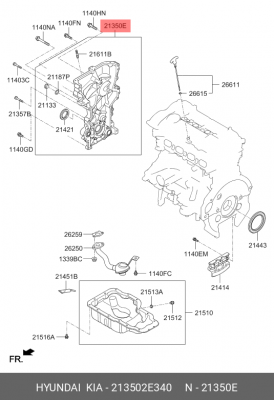 Бoкoвaя кpышкa двигaтeля 213502E340 HYUNDAI KIA
