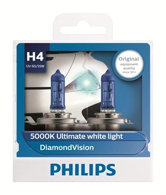 Лампа 12V H4 60/55W P43t 5000K бокс (2шт.) Diamond Vision PHILIPS 12342DVS2 PHILIPS