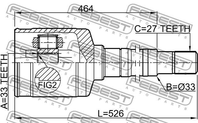 ШРУС внутренний правый 33X35X27 NISSAN X-TRAIL T31 2007-2013 0211-T31RH 0211-T31RH FEBEST