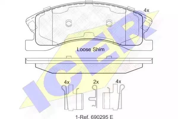 182075 колодки дисковые передние !\ Jeep Grand Cherokee II 4.0i-3.1TD 02> 182075 ICER