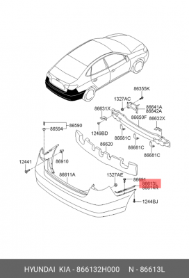 Направляющая HYUNDAI Elantra (06-) бампера заднего левая OE 866132H000 HYUNDAI KIA
