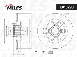 Диск тормозной задний с подшипником RENAULT MEGANE I/SCENIC I 97-03 (TRW DF4272B K010293 MILES