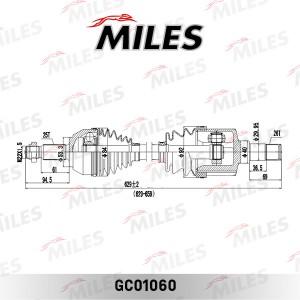 Привод в сборе левый FORD TRANSIT CONNECT 02- (GKN 305035) GC01060 GC01060 MILES