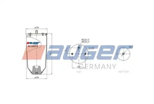 Пневморессора без стакана Schmitz/Weweler, o259х495 AU346318 AUGER