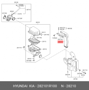 Воздухозаборник HYUNDAI Solaris (10-) OE 282101R100 HYUNDAI KIA