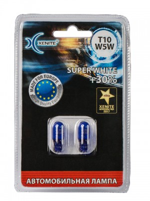 Лампа 12V W5W T10W W2.1x9.5d +30% 4000K блистер (2шт.) Super White XENITE 1007060 XENITE