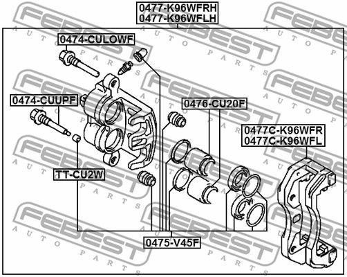 Суппорт передн правый MITSUBISHI PAJERO II V14W-V55W 1991-2004 0477-K96WFRH 0477-K96WFRH FEBEST