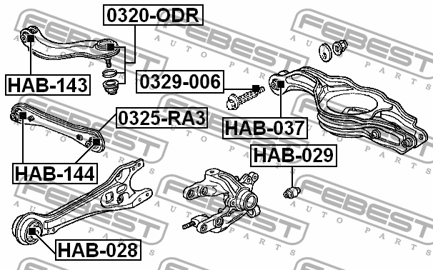 Рычаг подвески HONDA Odyssey (96-),Shuttle (95-) задней поперечный нижний FEBEST 0325-RA3 FEBEST