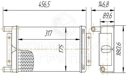 Радиатор отопителя КАМАЗ медный 4-х рядный КОМПОЗИТ 1206.8101060-10 KOMPOZIT