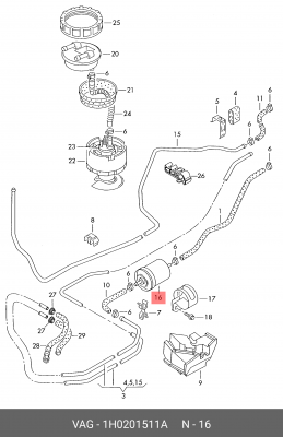 Фильтр топливный VW AUDI SEAT SKODA OE 1H0 201 511 A VAG