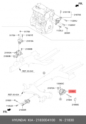 Опора двигателя KIA Optima (16-) левая OE 21830D4100 HYUNDAI KIA