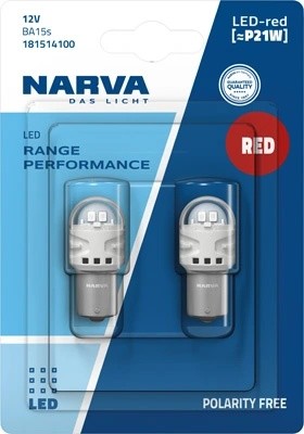 Лампа светодиодная 12V P21W BA15s блистер (2шт.) LED Red RPL2 NARVA 181514100 NARVA
