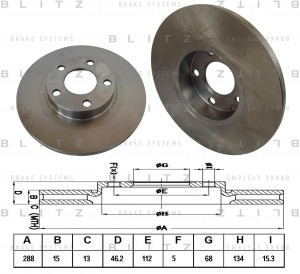 Диск тормозной передний AUDI 100/A4/A6 90- BS0128 BS0128 BLITZ