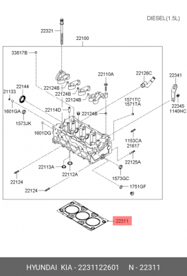 ПРОКЛАДКА ГОЛОВКИ БЛОКА ЦИЛИНДРОВ 22311-22601 2231122601 HYUNDAI KIA