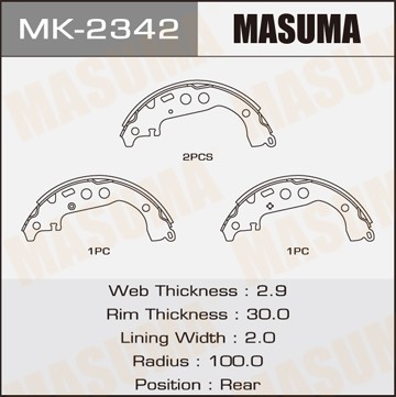 колодки барабанные!\ Toyota Yaris/Yaris Verso 99> MK2342 MASUMA