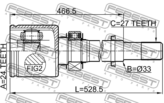 ШРУС внутренний правый NISSAN TEANA J32 0211-J32VQ25RH 0211-J32VQ25RH FEBEST