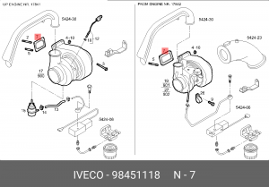 прокладка турбокомпр!(м) прямоуг\Scania 93/94/113/114/124 DSC9/11/12 98451118 IVECO