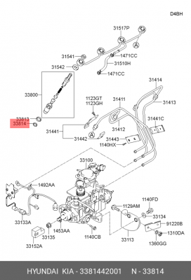 шайба форсунки! \ Hyundai Porter дв.D4BF 3381442001 HYUNDAI