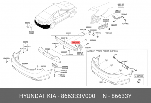 Кронштейн крепления бампера Hyundai Grandeur 866333V000 HYUNDAI KIA