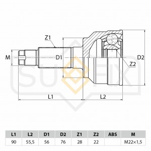 ШРУС наружный KIA Spectra 1.5 00 ST-1083 ST-1083 SUFIX
