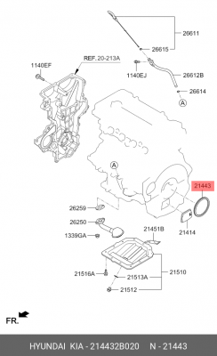 Сальник коленвала HYUNDAI Solaris (11-),Creta (17-) KIA Ceed (06-) задний (76х10 214432B020 HYUNDAI KIA