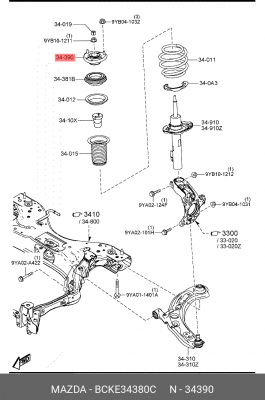 ОПОРА АМОРТИЗАТОРА BCKE34380C BCKE34380C MAZDA