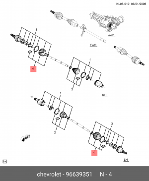 Пыльник ШРУСа CHEVROLET Captiva OPEL Antara наружного комплект OE 96639351 GENERAL MOTORS